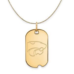 14k Yellow Gold Kansas State Dog Tag Necklace - 22 Inch